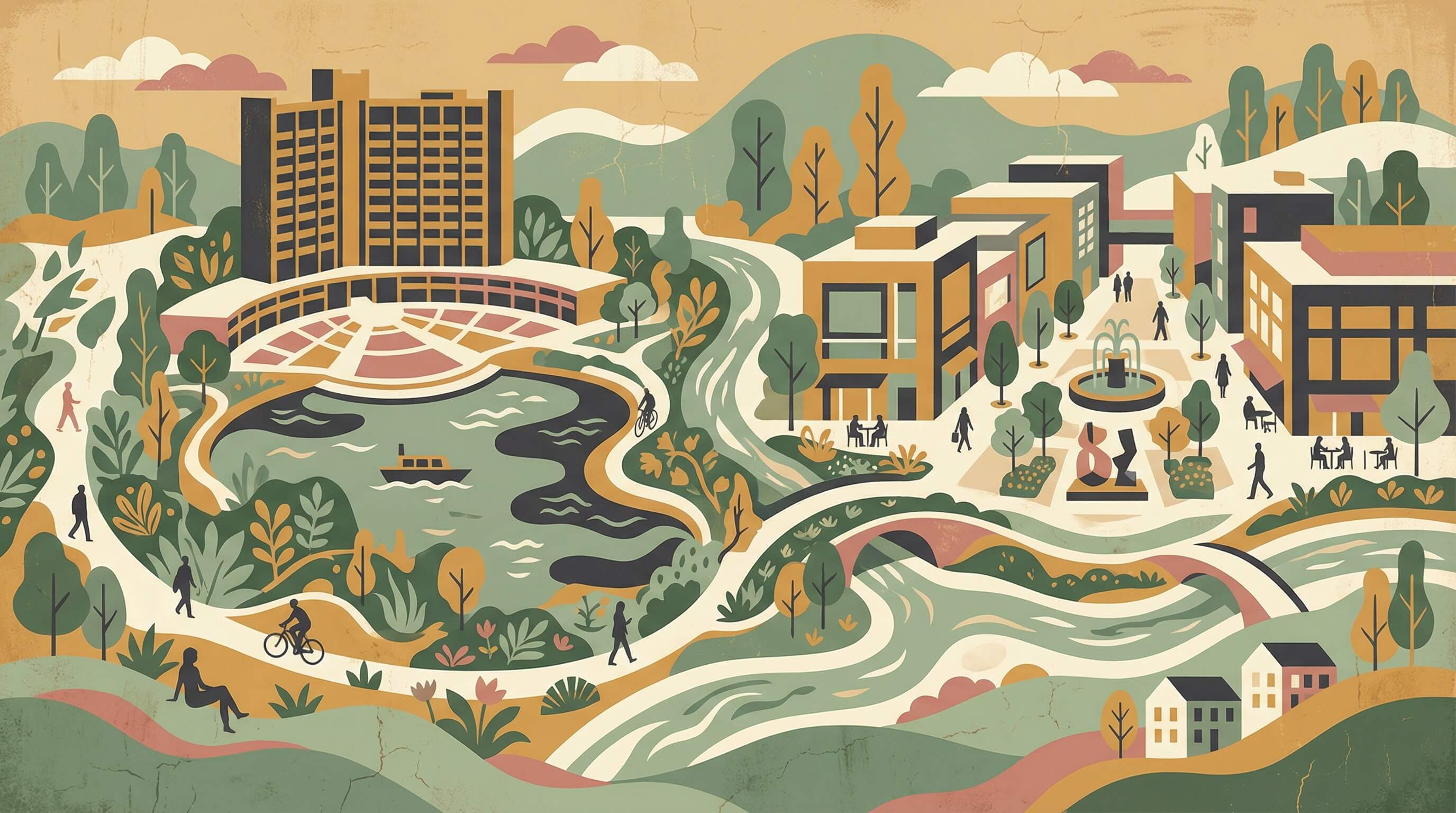 Reston, Virginia neighborhood illustration